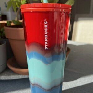 Starbucks Limited Edition Red Blue Geode Tumbler Cup 24 fl oz